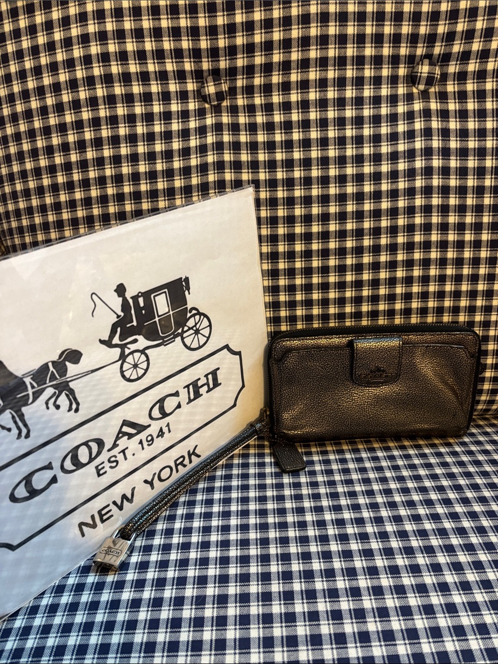 Coach Metallic Pebbled Leather phone wallet/wristlet